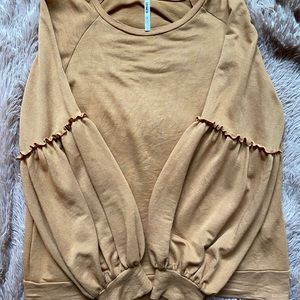 Mustard Pullover Top with Puff Sleeves